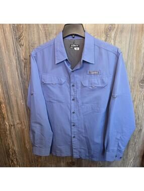 Habit Fishing Large L/S Button Shirt Solar Factor 40+ Performance Pockets Purple